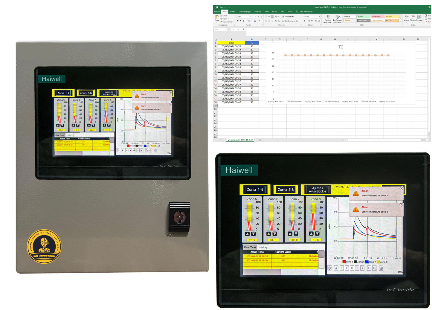 Registrador de temperatura tipo J/K monitoreo por app/wifi y exporta Excel