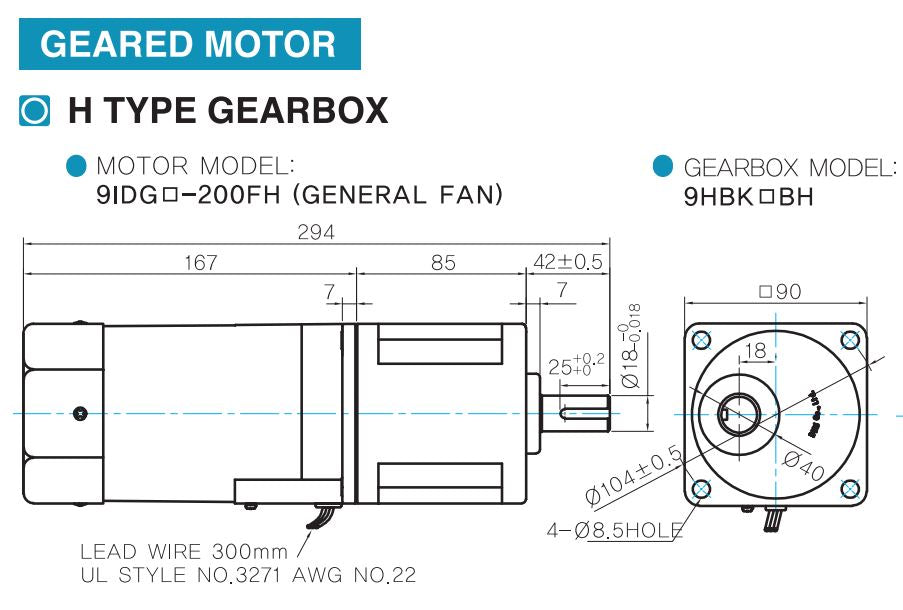Motorreductor trifásico 200W, 15 rpm, 120:1, 220v